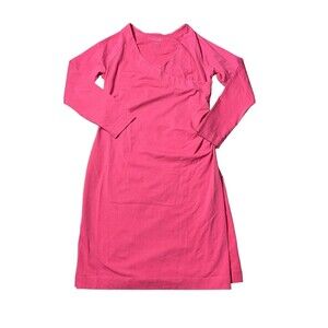 Soft Surroundings Wear Anywhere Dress Pink Faux Wrap 3/4 Sleeve Pullover Size M